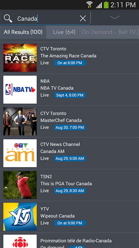 bell tv app channels